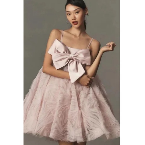 Mac Duggal Dresses & Skirts - Mac Duggal Pink Bow Front Tulle Mini Dress